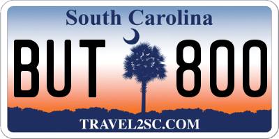 SC license plate BUT800