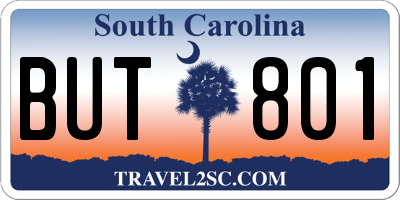 SC license plate BUT801