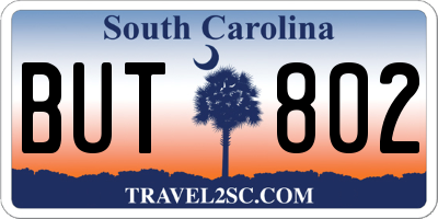 SC license plate BUT802