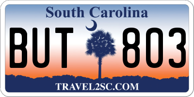 SC license plate BUT803