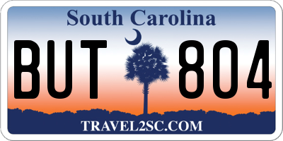 SC license plate BUT804