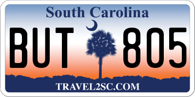 SC license plate BUT805