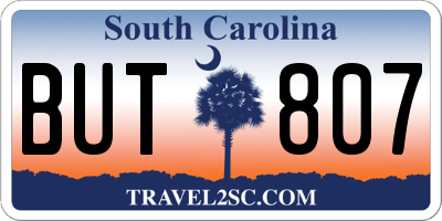 SC license plate BUT807