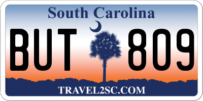 SC license plate BUT809