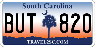 SC license plate BUT820