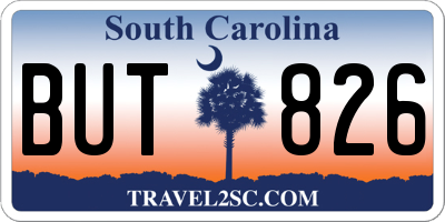 SC license plate BUT826