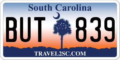 SC license plate BUT839