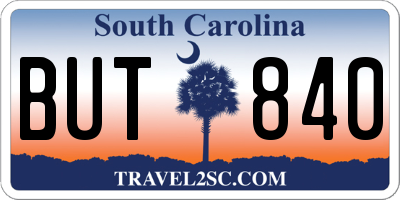 SC license plate BUT840