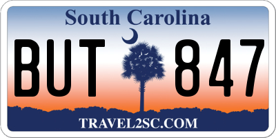 SC license plate BUT847