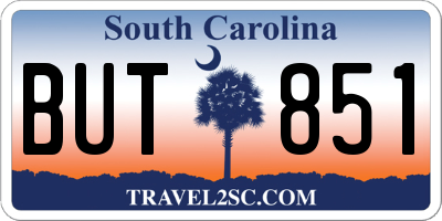 SC license plate BUT851