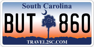 SC license plate BUT860