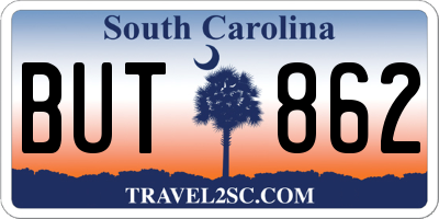SC license plate BUT862