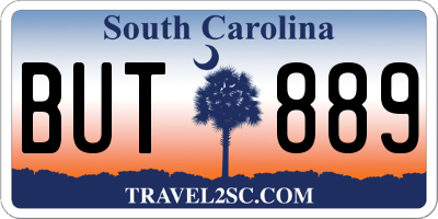 SC license plate BUT889
