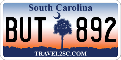 SC license plate BUT892