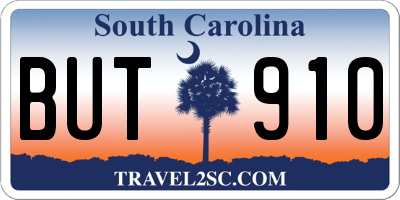SC license plate BUT910