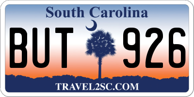SC license plate BUT926