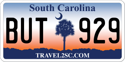 SC license plate BUT929