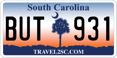 SC license plate BUT931