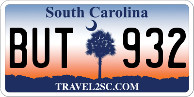 SC license plate BUT932
