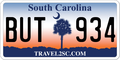 SC license plate BUT934