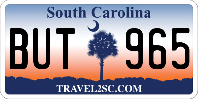 SC license plate BUT965