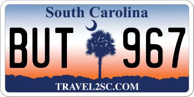 SC license plate BUT967