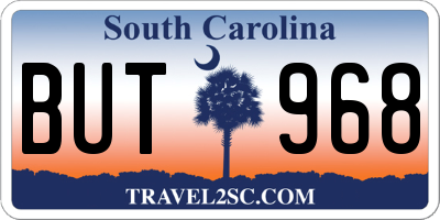 SC license plate BUT968
