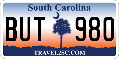SC license plate BUT980