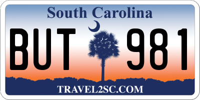 SC license plate BUT981