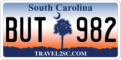 SC license plate BUT982