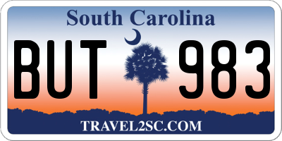 SC license plate BUT983