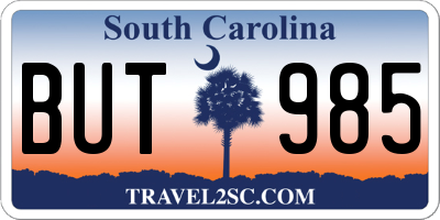 SC license plate BUT985