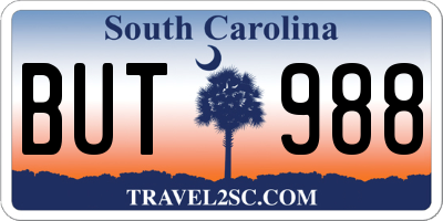 SC license plate BUT988