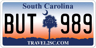 SC license plate BUT989