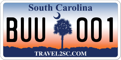 SC license plate BUU001