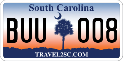 SC license plate BUU008