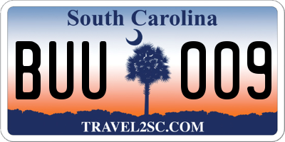 SC license plate BUU009
