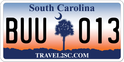 SC license plate BUU013