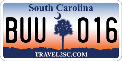 SC license plate BUU016