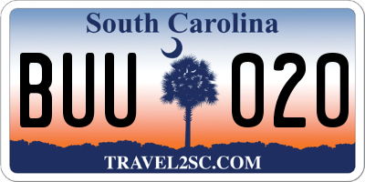 SC license plate BUU020