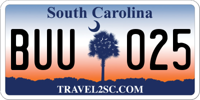 SC license plate BUU025