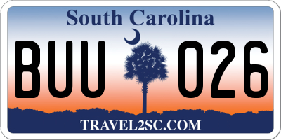 SC license plate BUU026