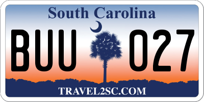 SC license plate BUU027