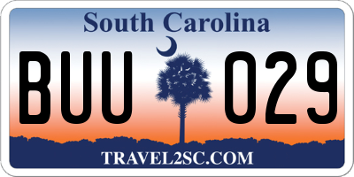 SC license plate BUU029