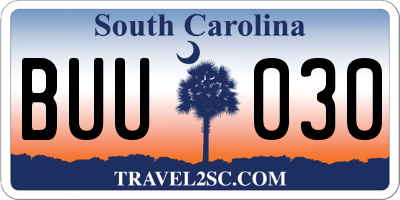 SC license plate BUU030