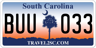SC license plate BUU033