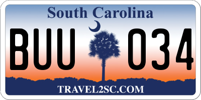 SC license plate BUU034
