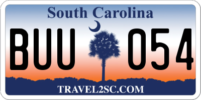 SC license plate BUU054
