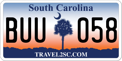 SC license plate BUU058
