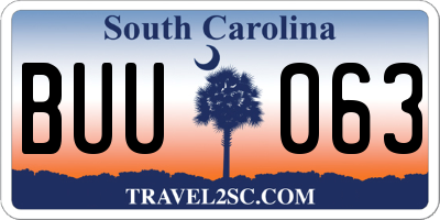SC license plate BUU063
